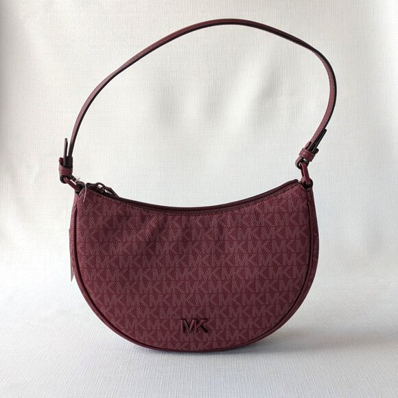 Michael Kors Kyla Small Signature Logo Convertible Pouchette in Mulberry NWT - Picture 2 of 11